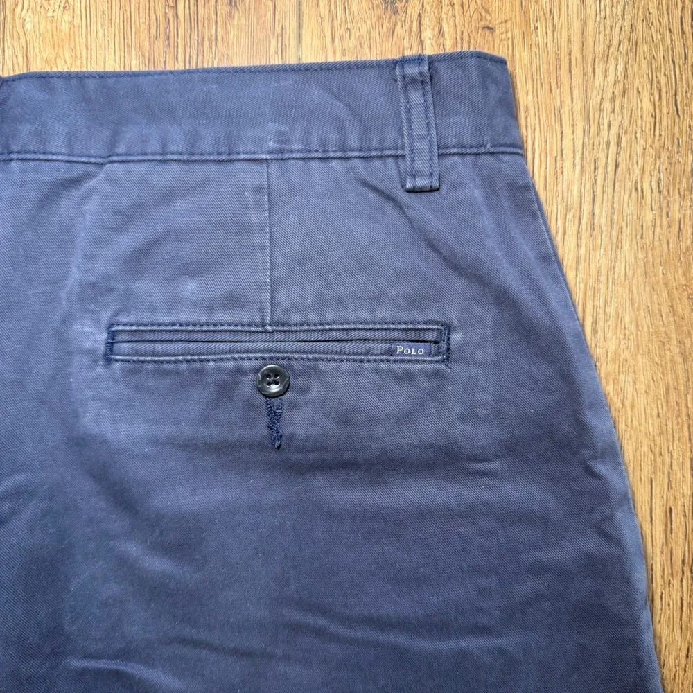 Polo Ralph Lauren Mens Navy Blue Cotton Chino Shorts‎ Size 33 Flat Front Classic